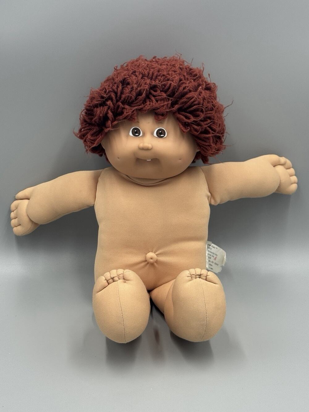 Vintage Cabbage Patch Doll Brown Curly Hair Brown Eyes 2 Dimples Tooth READ